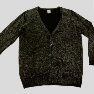 FADED GLORY Size 20  Black and Silver Metallic Thread Cardigan XXL